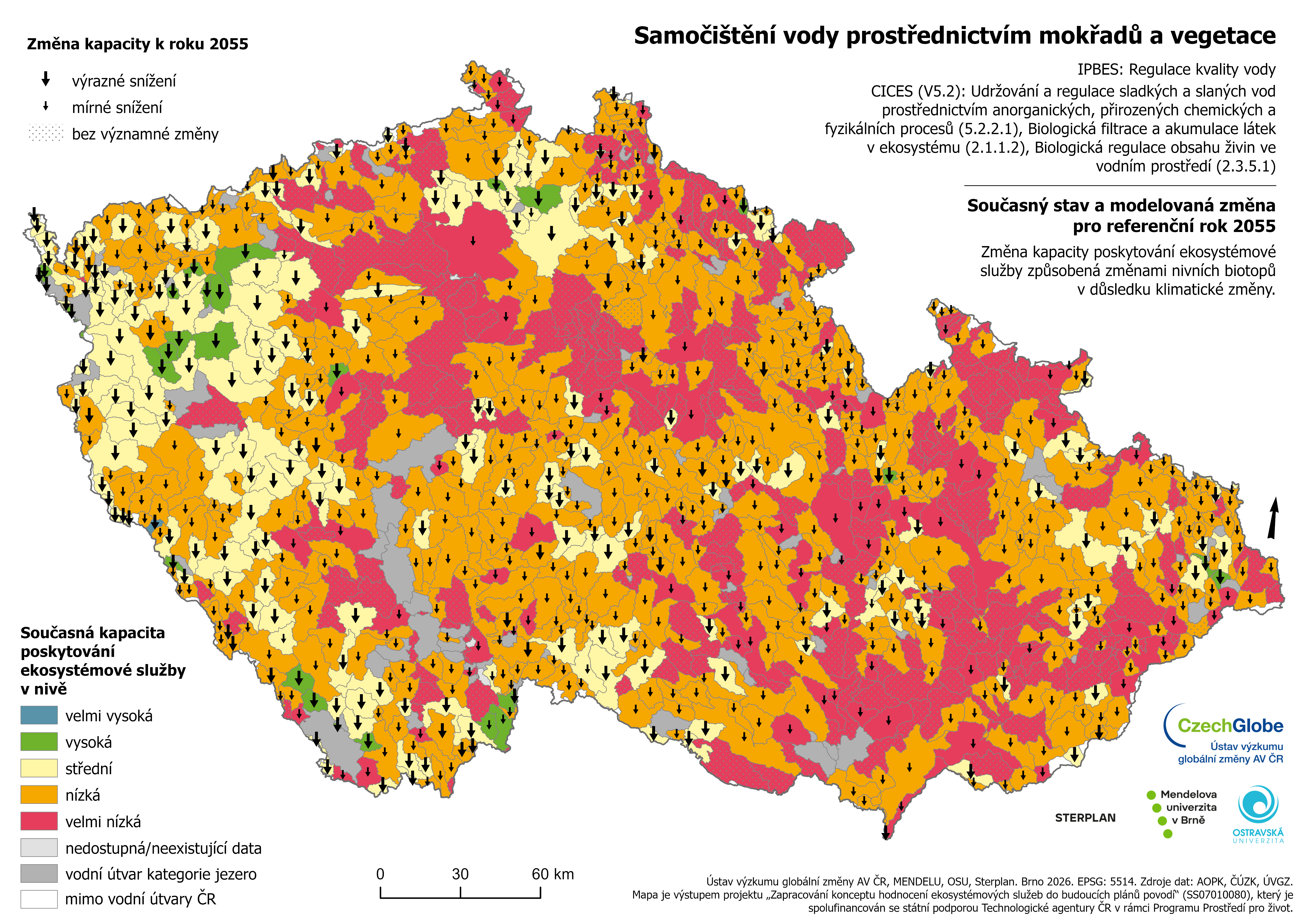 14n-K-55 - Samočištění vody v nivě (2055), porovnání se současným stavem